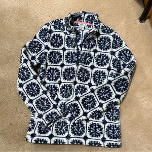 Vineyard Vines Island Tile Printed Teddy Fleece 1/2 Zip Pullover Girls sz10-12